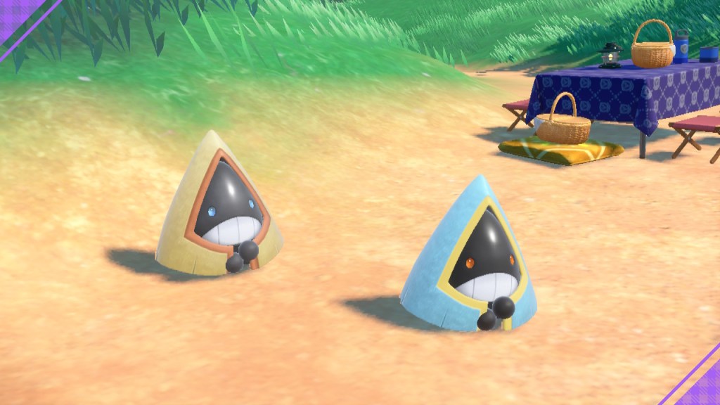 Two Snorunts hanging out. The blue one on the right is the shiny form.